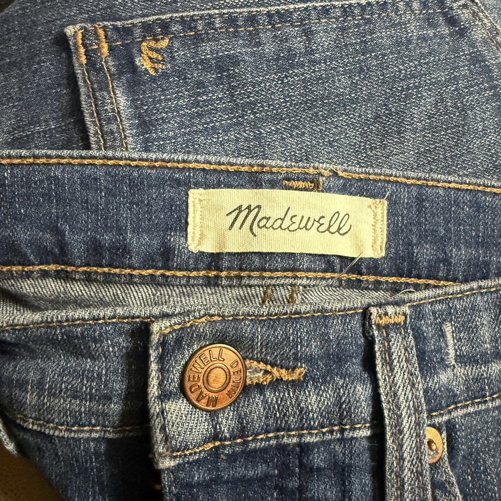 Madewell Jeans Womens 25 Fits 28x25 Classic Straight Blue‎ High Rise Distressed